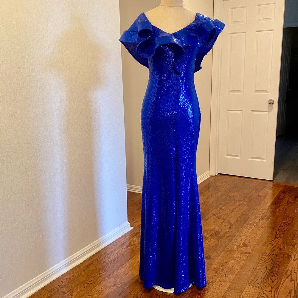 Va Va Voom Royal Blue Sequin Prom Dress